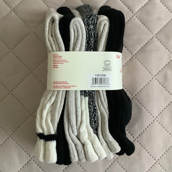 Lucky Brand Ladies' Boot Sock SUPER SOFT 6-pair (BLACK/TAN/DK GRAY/TAN STRIPE) - Picture 4 of 5